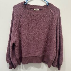 Umgee Long Sleeve Small Pink Knit Sweater Oversize Cozy Pullover Crewneck Spring